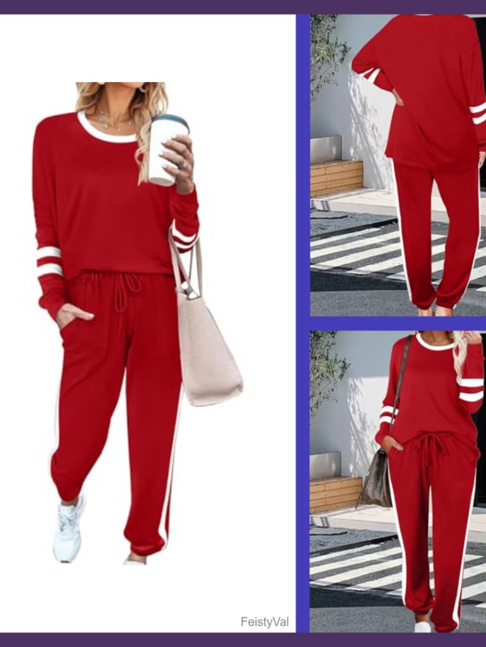 Women's 2 Piece Lounge Set Long Sleeve Crewneck Top Jogger Pants Pajama Set